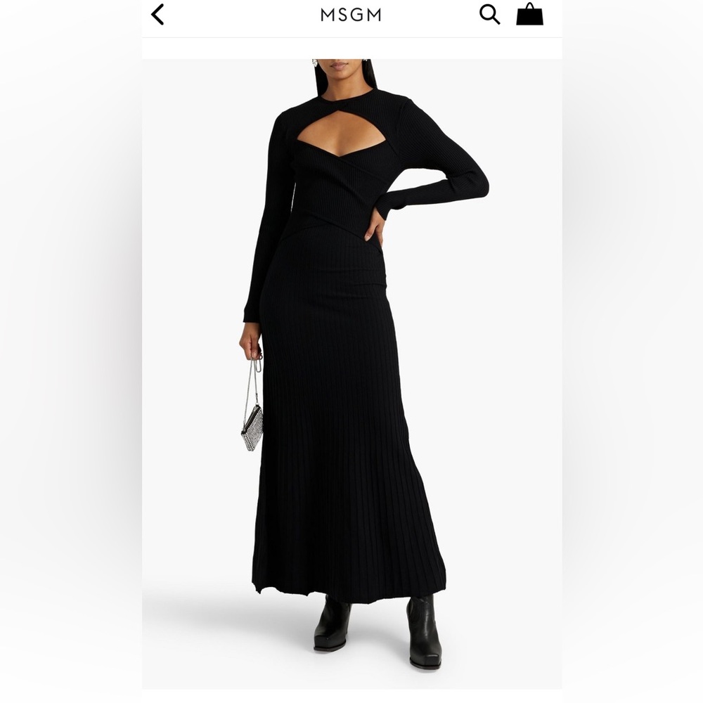 MSGM Elegant Black Off-Shoulder Dress